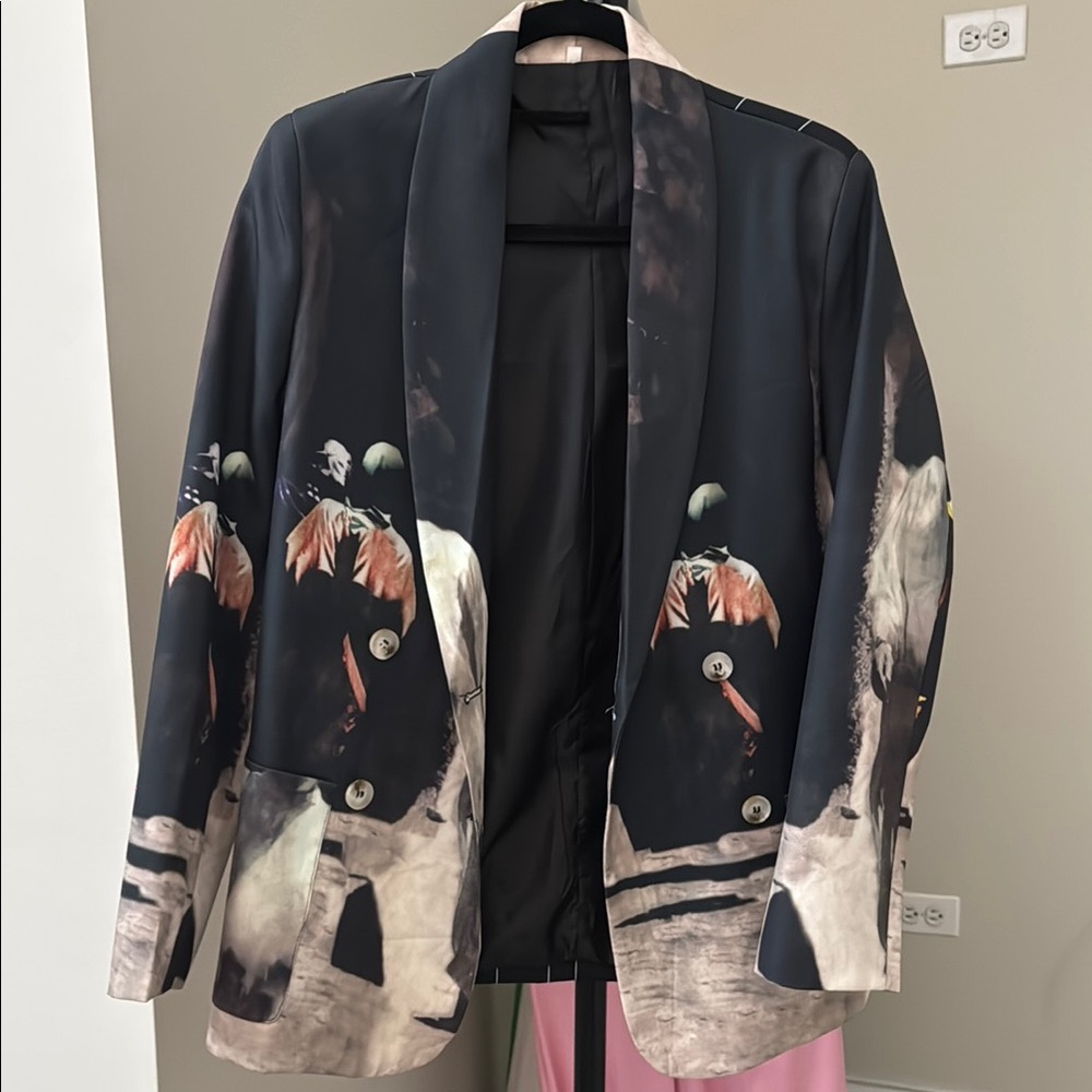 Stylish Black Printed Women's Blazer